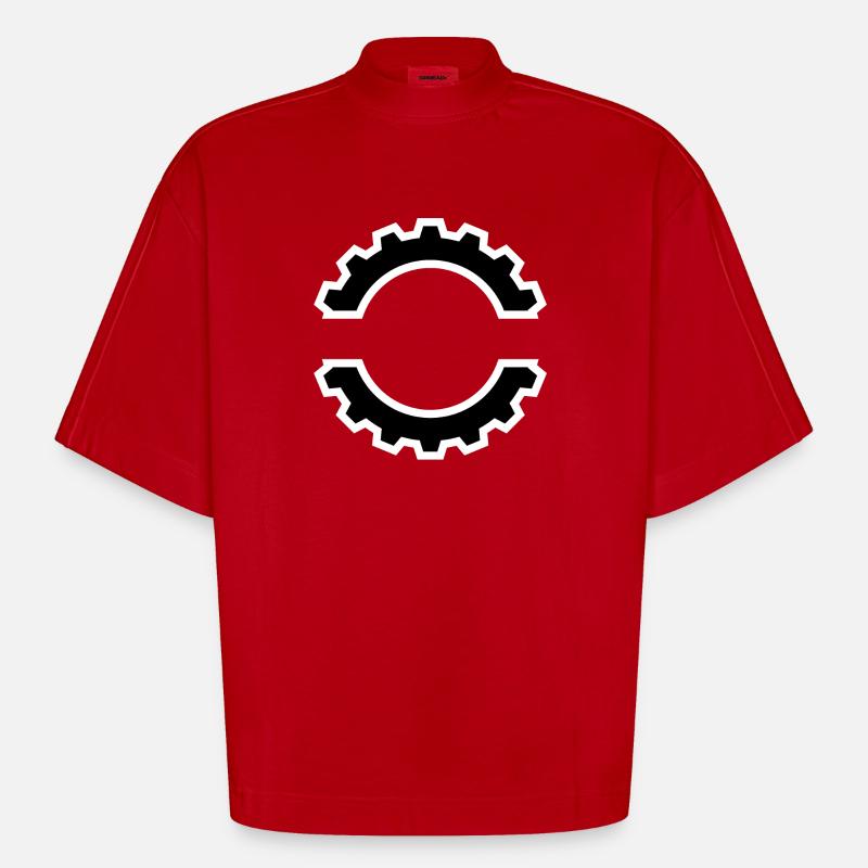 EBM Logo 5 - T-shirt bio épais oversize Boxy fabriqué en UE - rouge