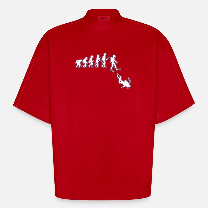 Taucher Evolution - Heavyweight Oversized Organic Boxy T-Shirt Made in EU - Rot