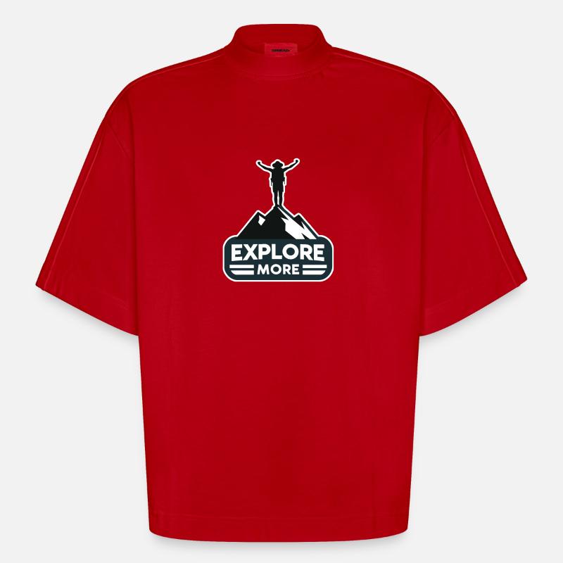 Explore more - Wanderer - Heavyweight Oversized Organic Boxy T-Shirt Made in EU - Rot
