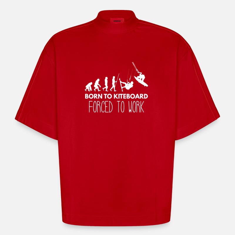 Kitesurf - Kitesurf - Kitesurf - Évolution - T-shirt bio épais oversize Boxy fabriqué en UE - rouge