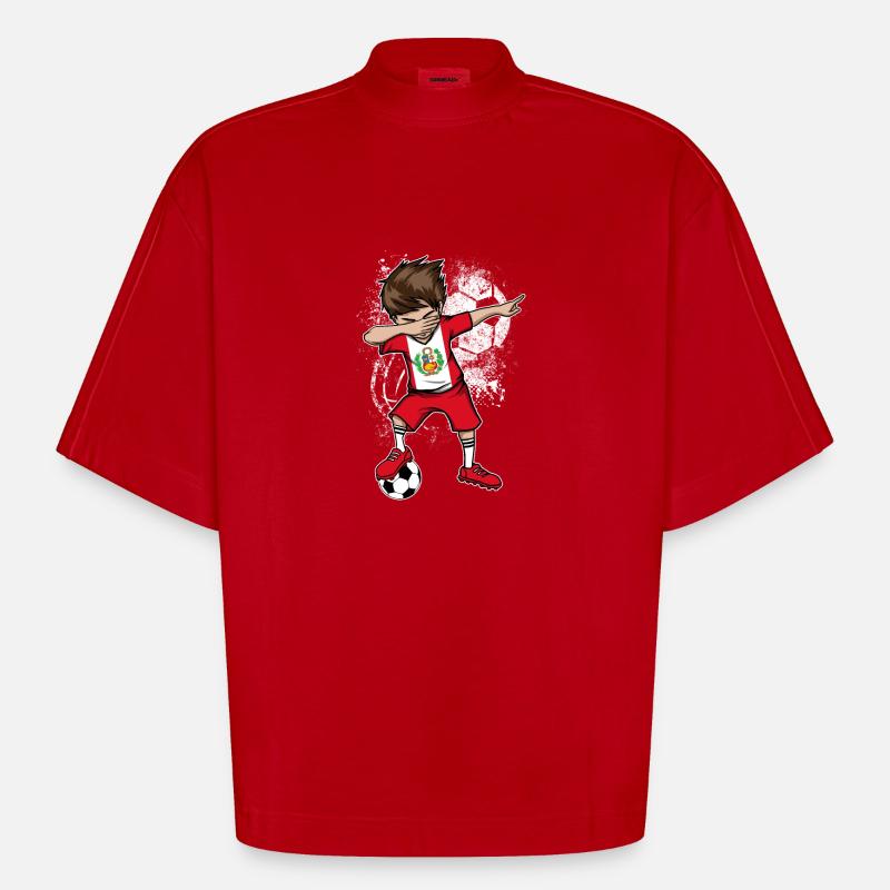 Peru National Team VM WC - Heavyweight Oversized Organic Boxy T-skjorte produsert i EU - rød