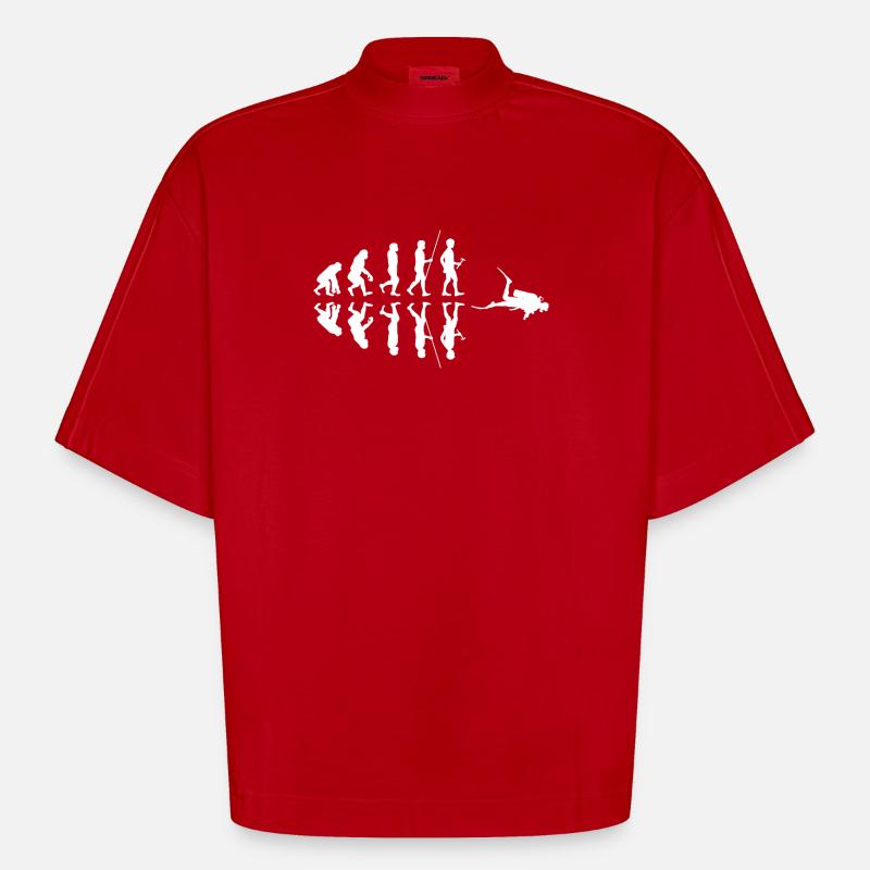 Tauchen - Taucher - Scuba Diving - Evolution - Heavyweight Oversized Organic Boxy T-Shirt Made in EU - Rot