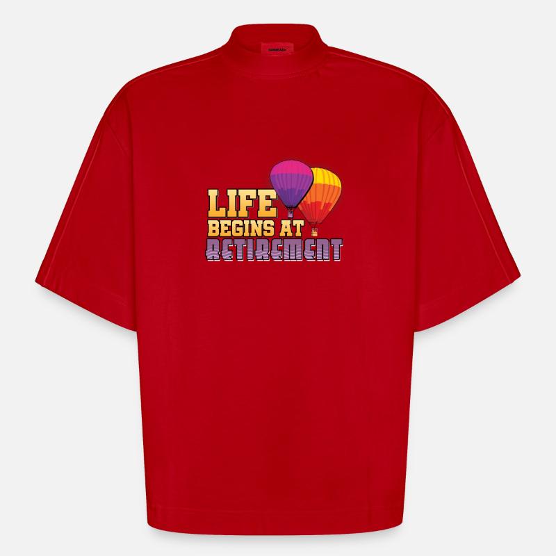 Das Leben beginnt im Ruhestand - Heavyweight Oversized Organic Boxy T-Shirt Made in EU - Rot