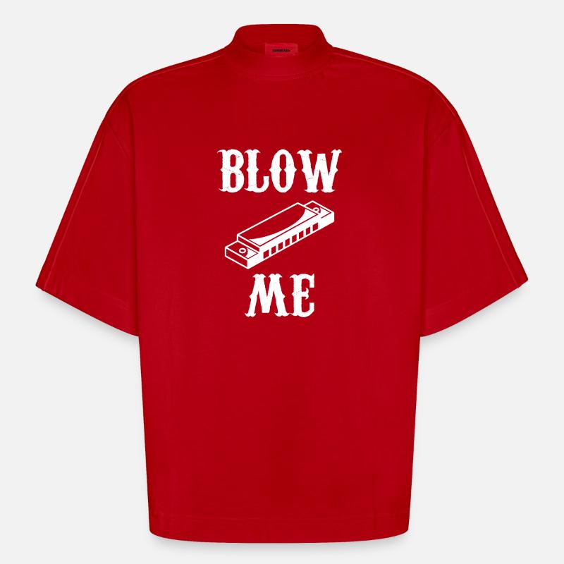 harmonica - harmonica player - harmonica - Heavyweight Oversized Organic Boxy T-Shirt Made in EU - red