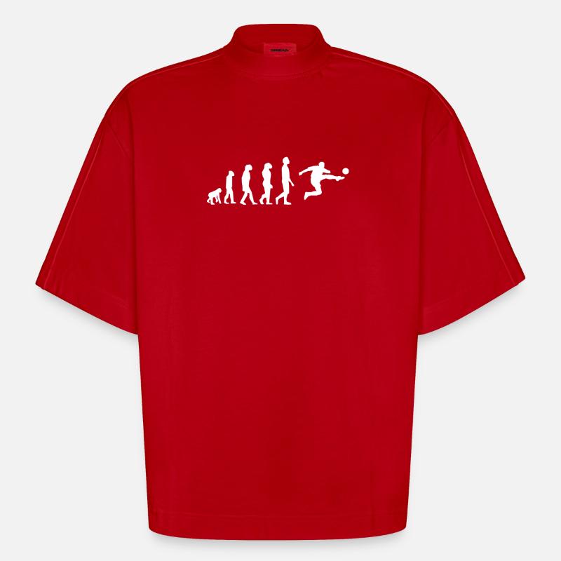 Evolution Fußball Geschenkidee - Heavyweight Oversized Organic Boxy T-Shirt Made in EU - Rot