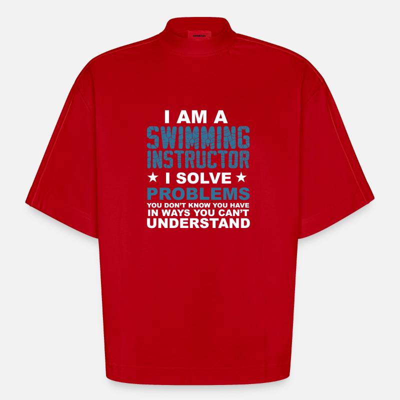 Ich bin ein Schwimmlehrer.. - Geschenk - Heavyweight Oversized Organic Boxy T-Shirt Made in EU - Rot