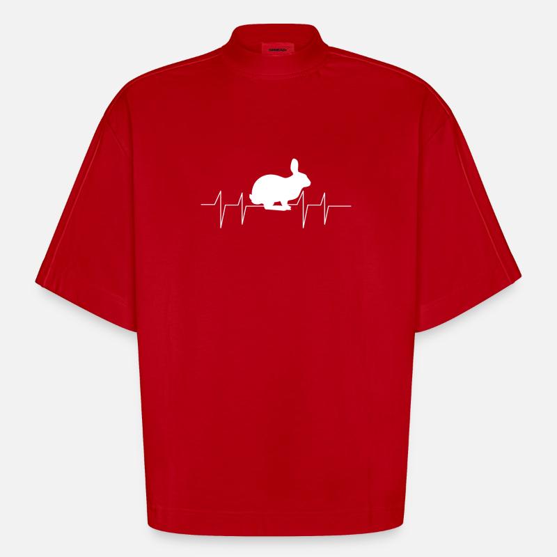 Hasen - Hase - Hasenbesitzer - Herzfrequenz - Heavyweight Oversized Organic Boxy T-Shirt Made in EU - Rot