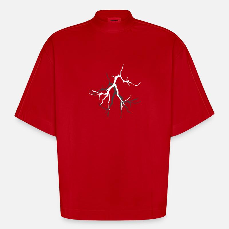 Lightning with Lightning Bolt graphics - Heavyweight Oversized Organic Boxy T-Shirt Made in EU - red