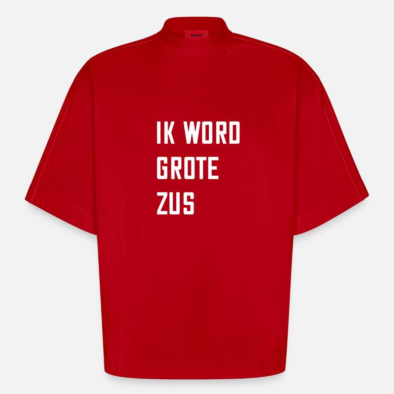 Ich werde eine große Schwester - Heavyweight Oversized Organic Boxy T-Shirt Made in EU - Rot