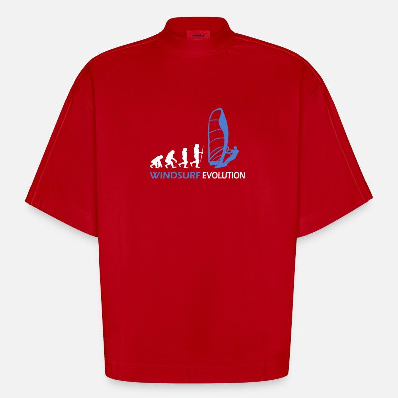 Windsurfen Evolution Geschenkideen - Heavyweight Oversized Organic Boxy T-Shirt Made in EU - Rot