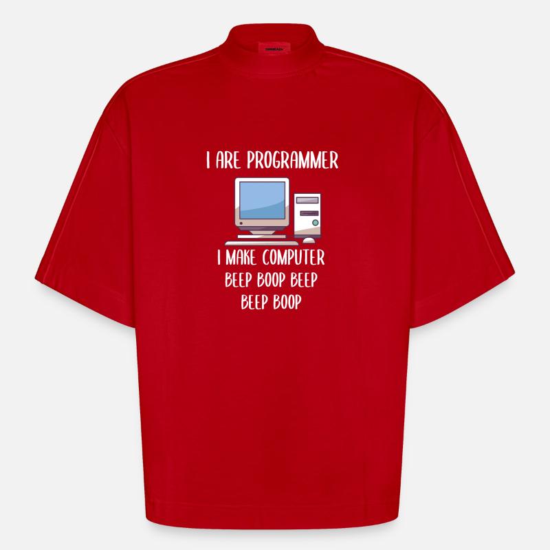I Are Programmer Programming - Heavyweight Oversized Organic Boxy T-Shirt Made in EU - Rot
