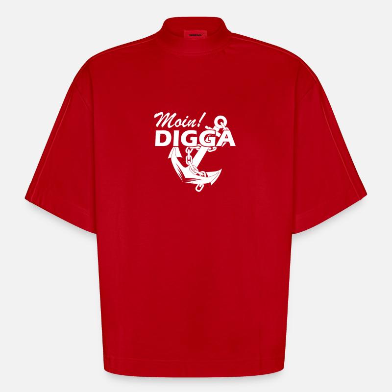 Moin Digga Anker - Heavyweight Oversized Organic Boxy T-Shirt Made in EU - Rot