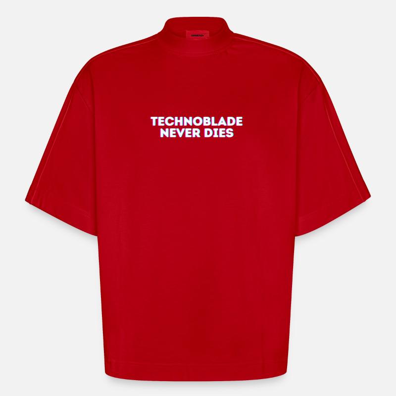 Technoblade Never dies - Heavyweight Oversized Organic Boxy T-Shirt Made in EU - red