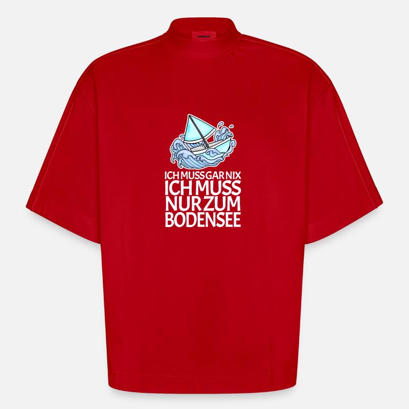 Bodensee See - Heavyweight Oversized Organic Boxy T-Shirt Made in EU - Rot
