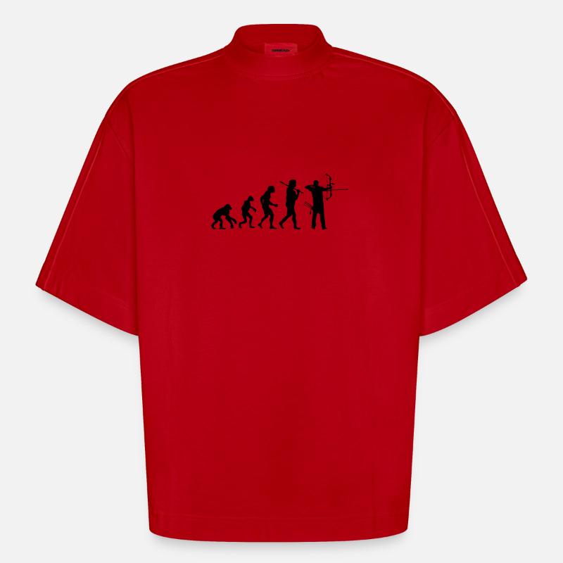 Evolution Tir à l’arc - T-shirt bio épais oversize Boxy fabriqué en UE - rouge