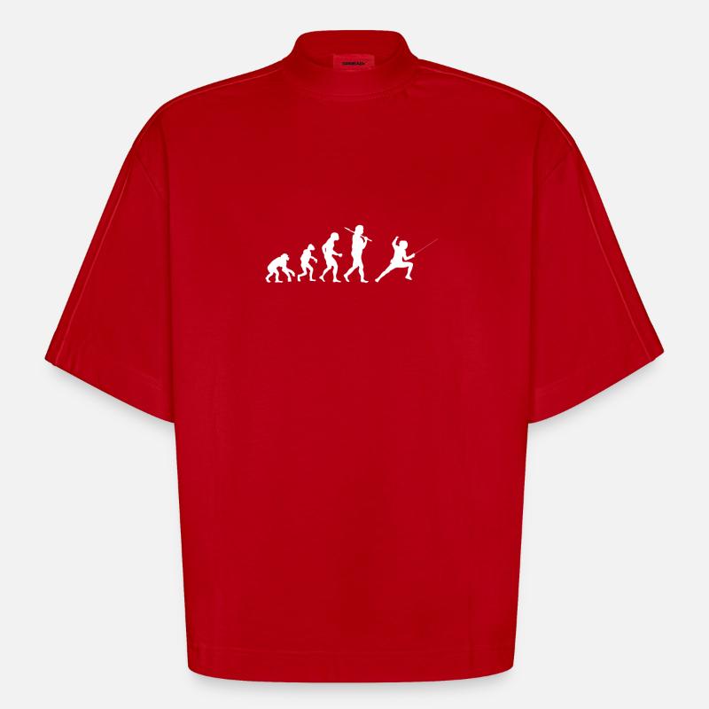 Evolution Fechten - Heavyweight Oversized Organic Boxy T-Shirt Made in EU - Rot