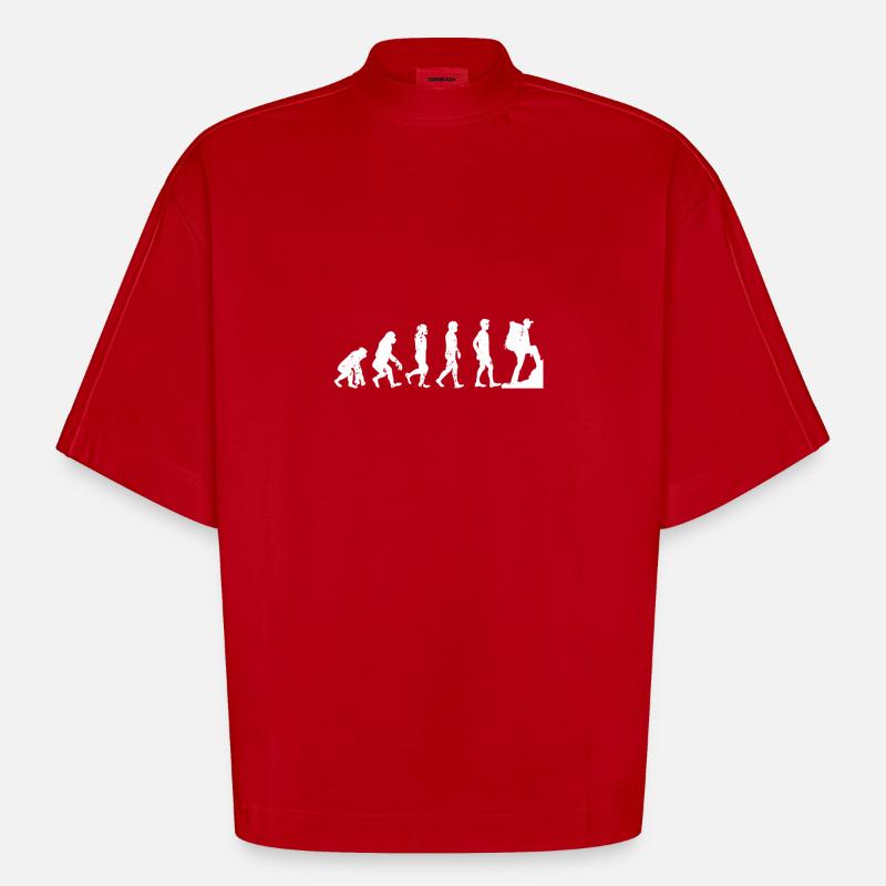 Wandern Evolution - Heavyweight Oversized Organic Boxy T-Shirt Made in EU - Rot