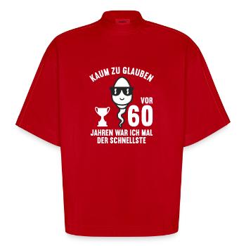 60 Jahre vor 60 Jahren schnellste 60. Geburtstag - Heavyweight Oversized Organic Boxy T-Shirt Made in EU - Rot - Vorne