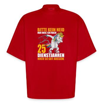 25 Jahre im Dienst 25 Jähriges Dienstjubiläum - Heavyweight Oversized Organic Boxy T-Shirt Made in EU - Rot - Vorne