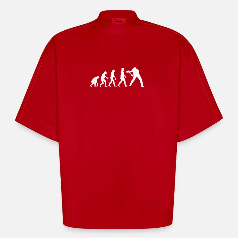 Holzfäller Evolution - Heavyweight Oversized Organic Boxy T-Shirt Made in EU - Rot