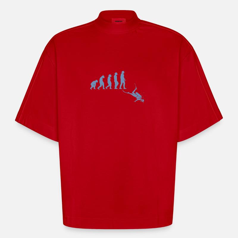 Taucher Evolution Tshirt - Heavyweight Oversized Organic Boxy T-Shirt Made in EU - Rot