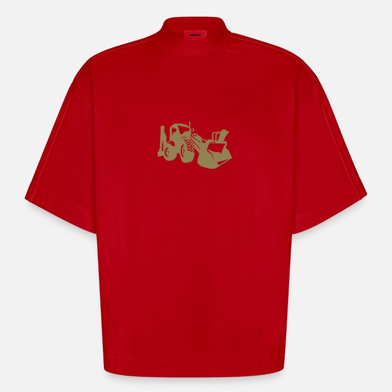 Baggerfahrer Bagger Frontlader Sprüche - Heavyweight Oversized Organic Boxy T-Shirt Made in EU - Rot