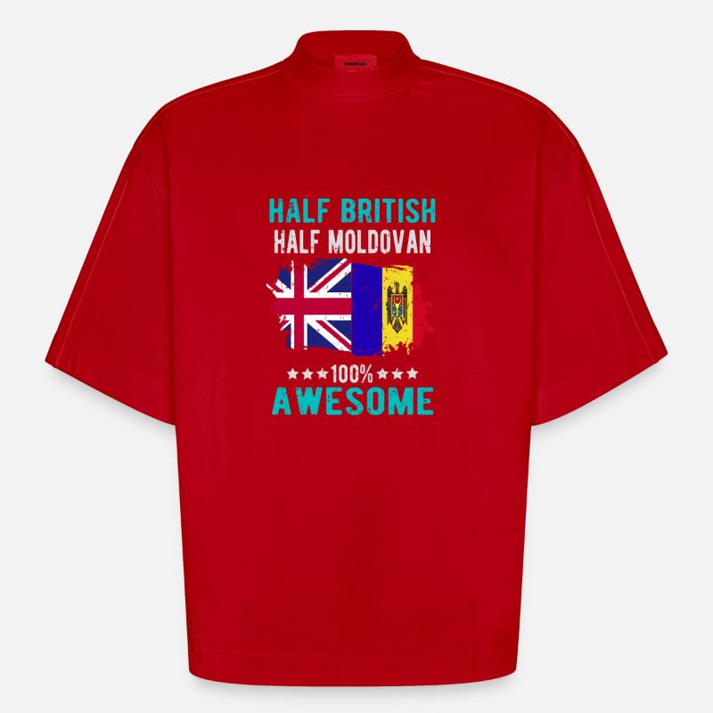Halb Brite Halb Moldawier - Heavyweight Oversized Organic Boxy T-Shirt Made in EU - Rot