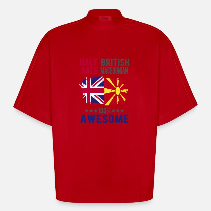 Halb Brite Halb Makedonier - Heavyweight Oversized Organic Boxy T-Shirt Made in EU - Rot