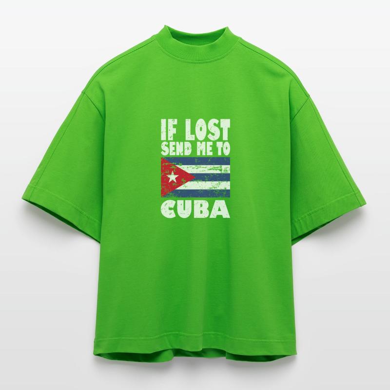 Drapeau de Cuba T-shirt bio épais oversize Boxy fabriqué en UE