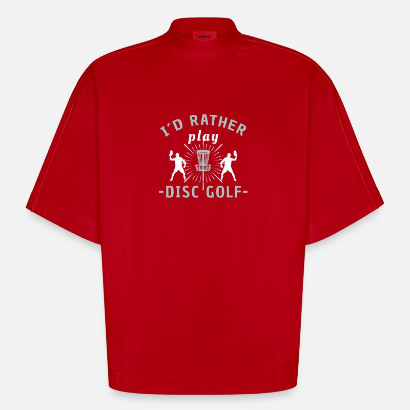 Disc Golf Disc Golf Player - Heavyweight Oversized Organic Boxy T-Shirt Made in EU - Rot