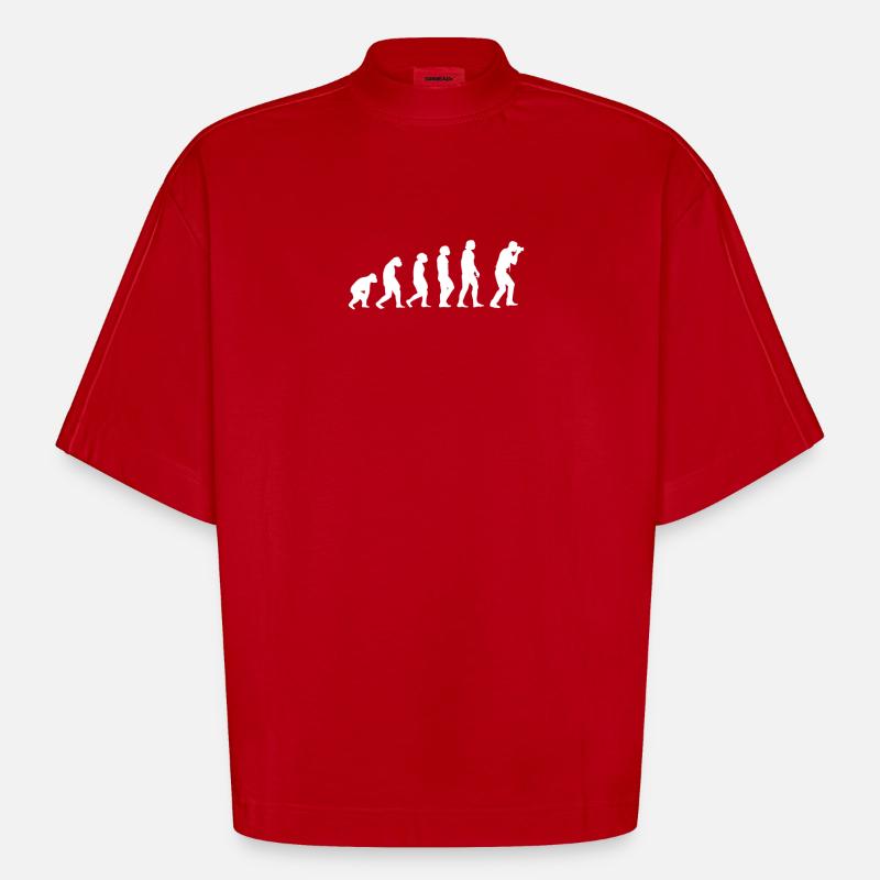 Evolution Fotograf - Heavyweight Oversized Organic Boxy T-Shirt Made in EU - Rot