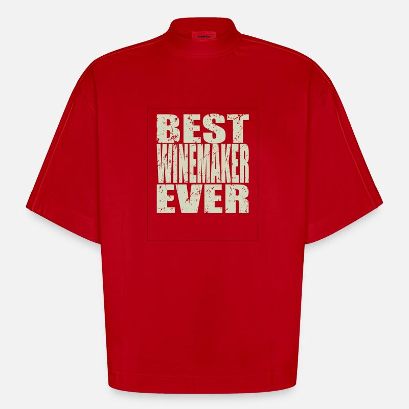 Meilleur winemaker jamais Winemaker Gift - T-shirt bio épais oversize Boxy fabriqué en UE - rouge