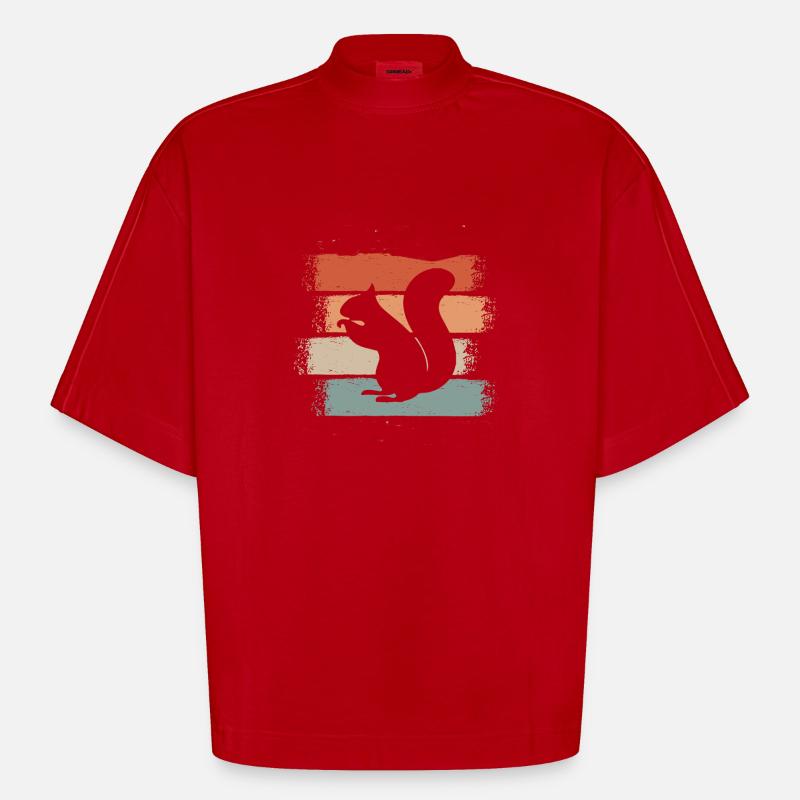 Eichhörnchen Baumhörnchen Retro - Heavyweight Oversized Organic Boxy T-Shirt Made in EU - Rot