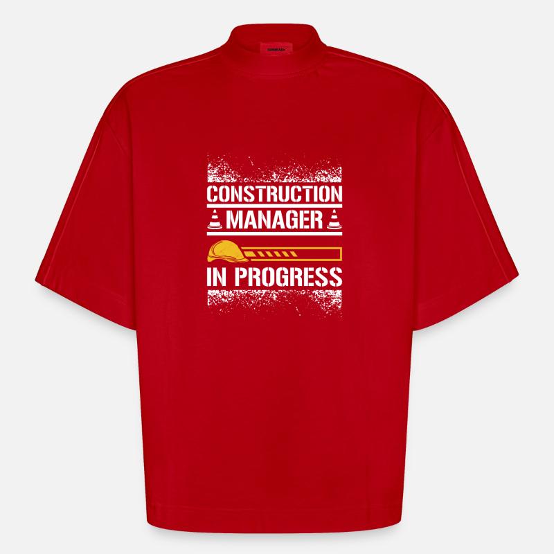 Construction manager in progress - Heavyweight Oversized Organic Boxy T-Shirt Made in EU - red