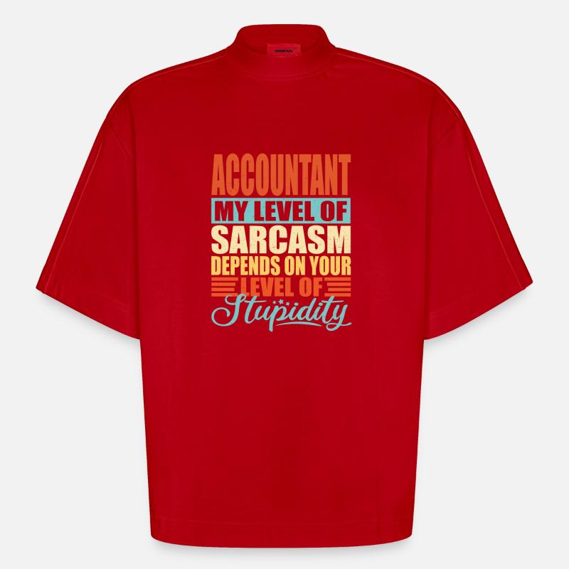 Sarcasme comptable Drôle de comptable - T-shirt bio épais oversize Boxy fabriqué en UE - rouge