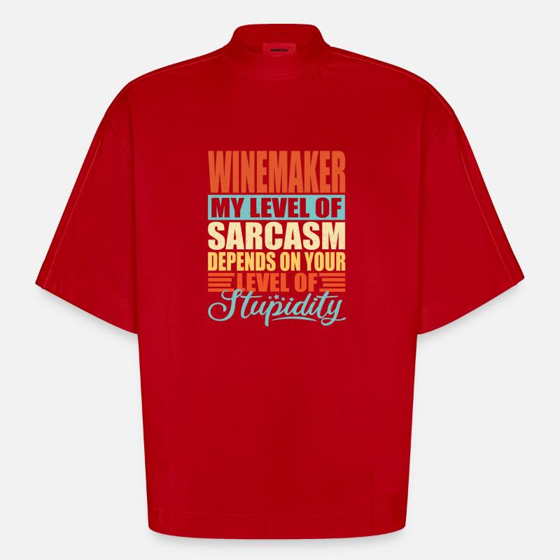Winemaker sarcasm Funny winemaker - Heavyweight Oversized Organic Boxy T-Shirt Made in EU - red