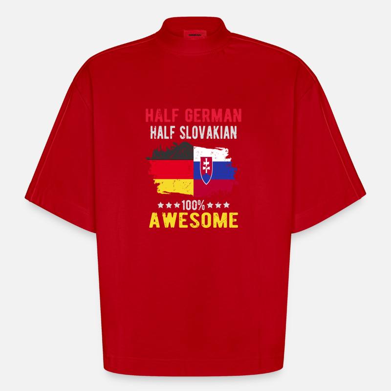 Halb Deutsch Halb Slowake - Heavyweight Oversized Organic Boxy T-Shirt Made in EU - Rot