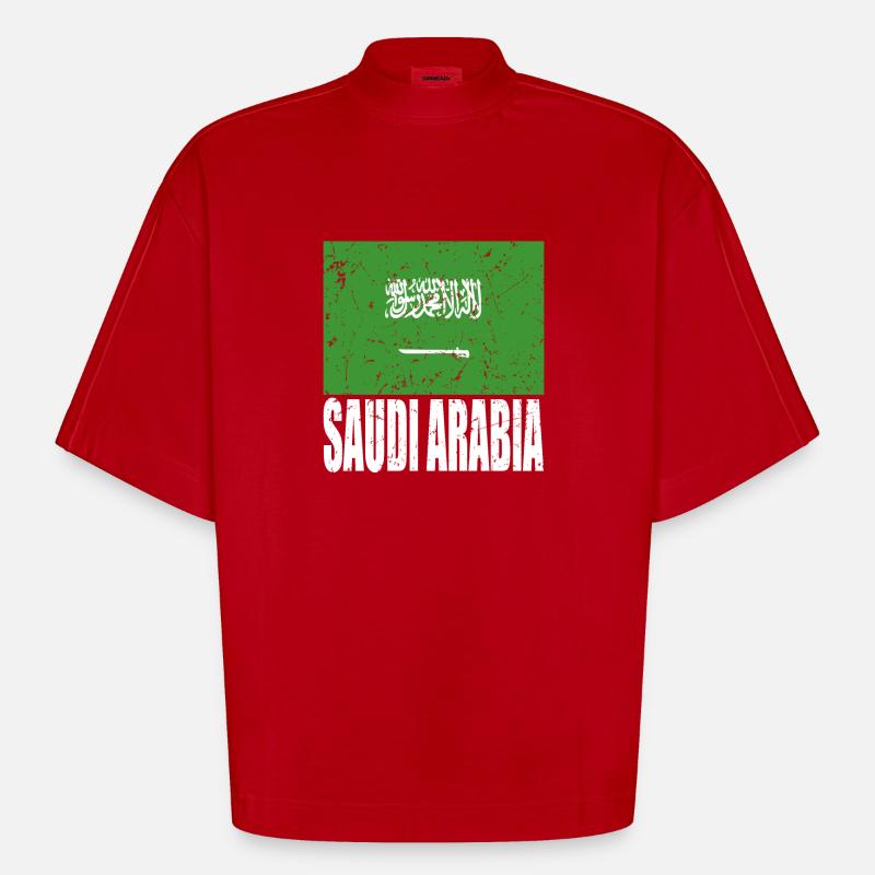 Drapeau de l’Arabie saoudite - T-shirt bio épais oversize Boxy fabriqué en UE - rouge