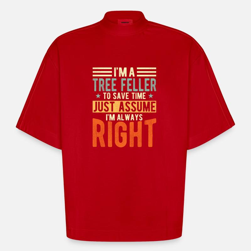 Baum Faller - Heavyweight Oversized Organic Boxy T-Shirt Made in EU - Rot