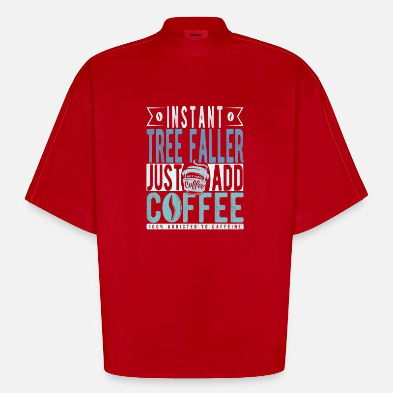 Baumfaller café dicton - T-shirt bio épais oversize Boxy fabriqué en UE - rouge