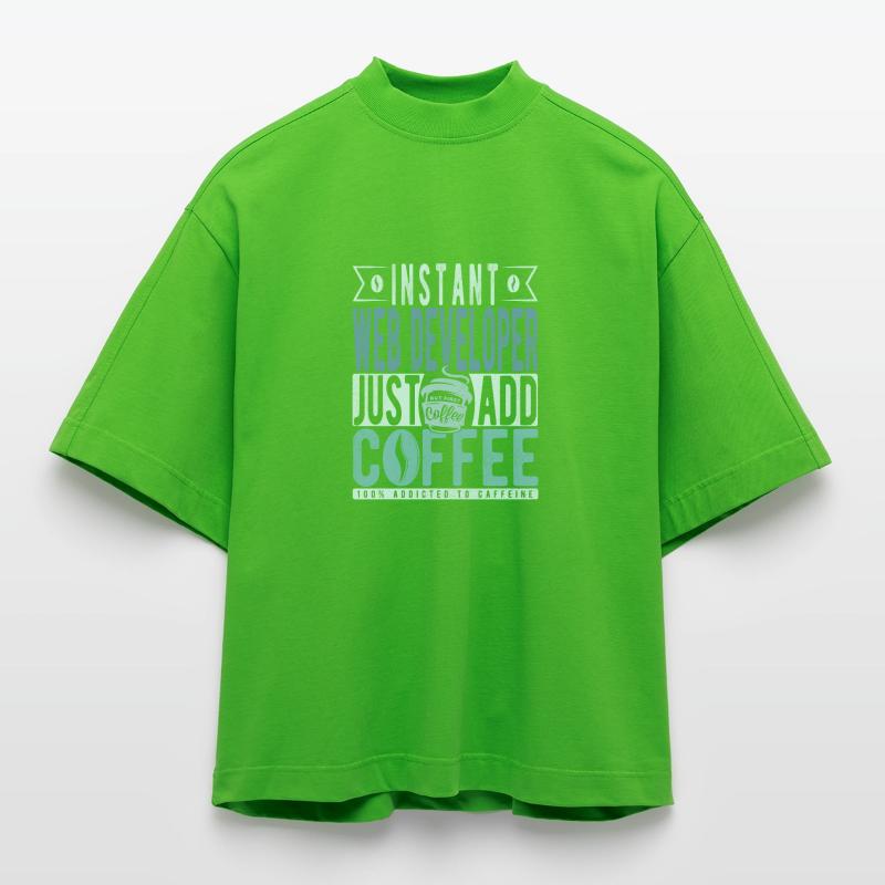 Web developer coffee saying Heavyweight Oversized Organic Boxy T-Shirt Made in EU
