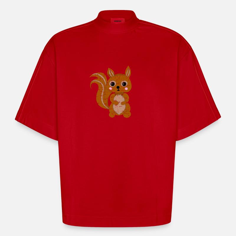 Süßes Kawaii Eichhörnchen - Heavyweight Oversized Organic Boxy T-Shirt Made in EU - Rot