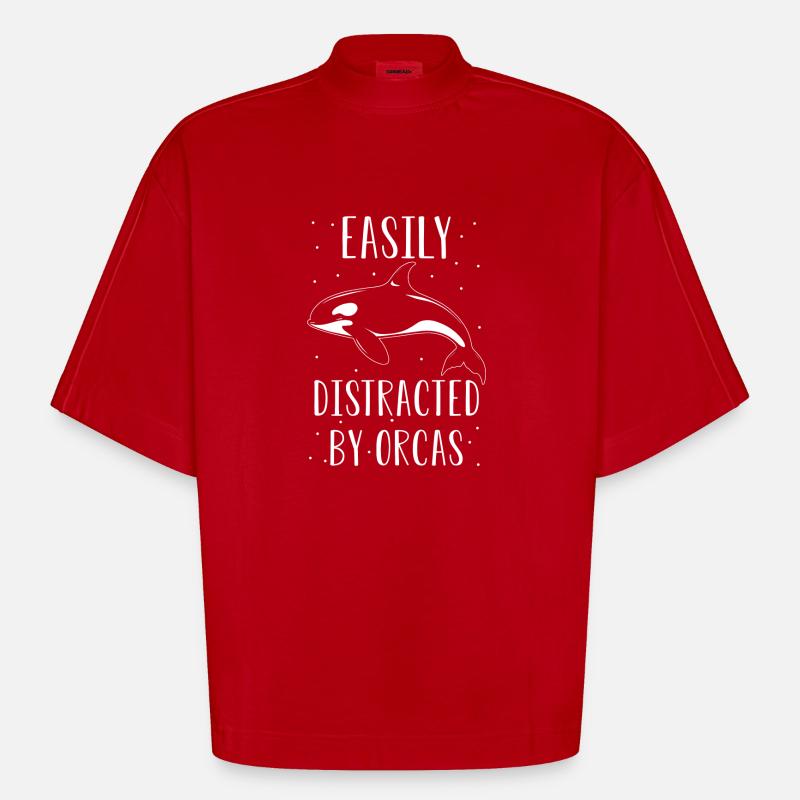 Orca Wal Spruch - Heavyweight Oversized Organic Boxy T-Shirt Made in EU - Rot