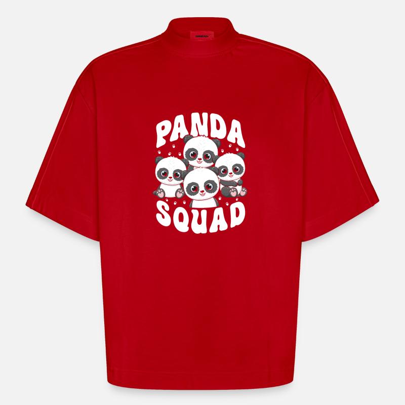 Panda Squad - Heavyweight Oversized Organic Boxy T-Shirt Made in EU - red
