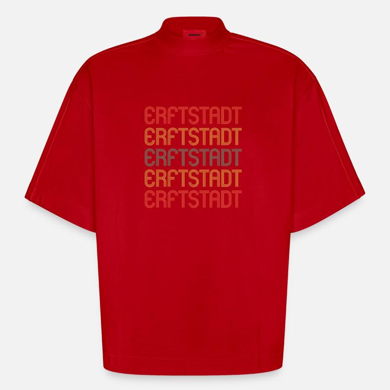 Erftstadterin Erftstadter Erftstadt - T-shirt bio épais oversize Boxy fabriqué en UE - rouge