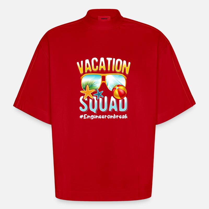 Engineer Vacation Squad #Engineeronbreak - Heavyweight Oversized Organic Boxy T-Shirt Made in EU - red