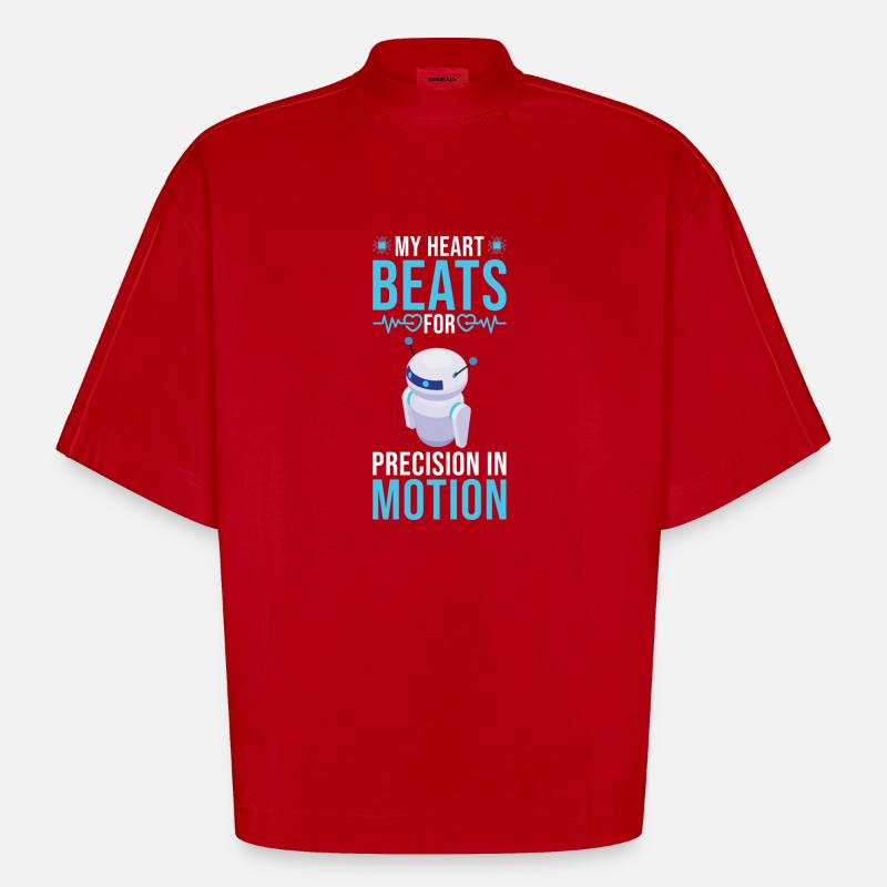 Robotics Engineer Robot Robotics technician - Heavyweight Oversized Organic Boxy T-Shirt Made in EU - red