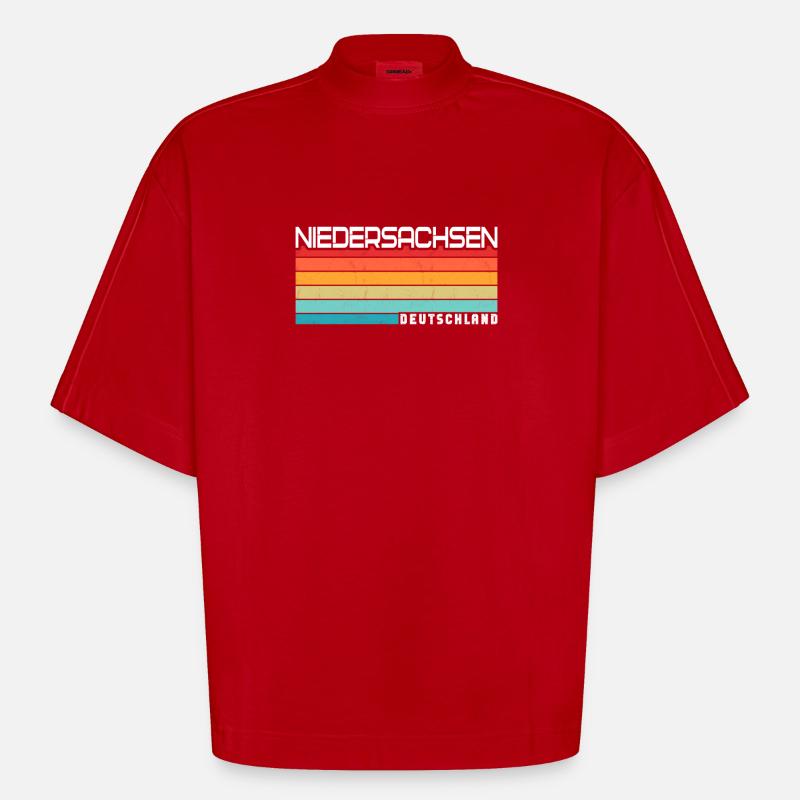 Basse-Saxe Basse-Saxe Basse-Saxe - T-shirt bio épais oversize Boxy fabriqué en UE - rouge