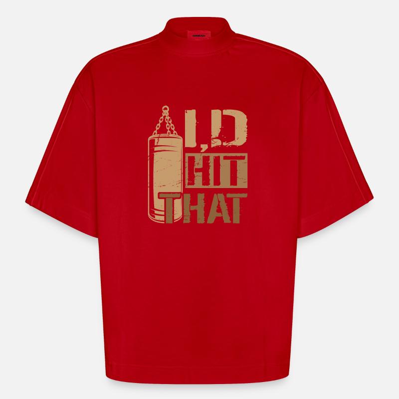 J’avais frappé cette boxe - T-shirt bio épais oversize Boxy fabriqué en UE - rouge