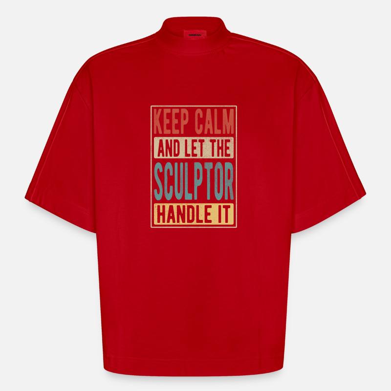 Bildhauer Retro Geschenk - Heavyweight Oversized Organic Boxy T-Shirt Made in EU - Rot